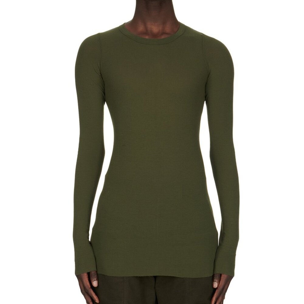 BNWT AW24 RICK OWENS "PORTERVILLE" RIB LS T TSHIRT FOREST S